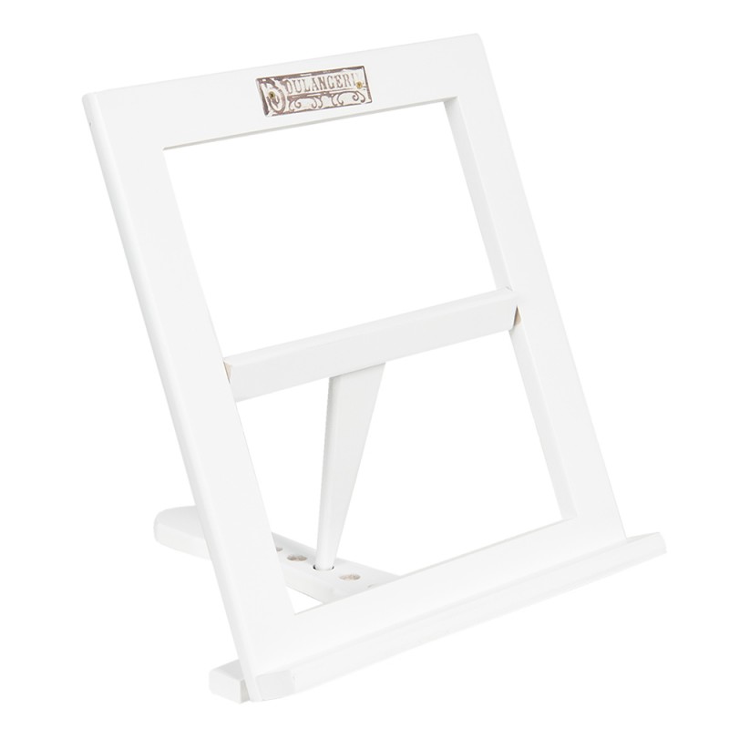 6H1635W Cookbook Stand 28x25x27 cm White Wood Rectangle Book Holder