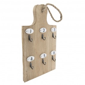 26H1641 Key Rack 21x45 cm Brown Wood Metal Rectangle Key Holder