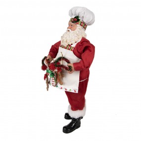 265216 Beeld Kerstman 28 cm Rood Textiel op kunststof Decoratie figuur