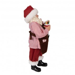 265220 Figurine Santa Claus 28 cm Red Textile on Plastic Christmas Figurine