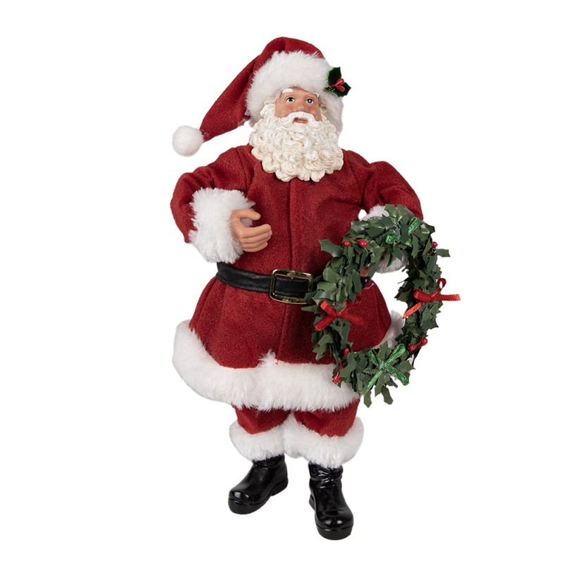 65221 Figur Weihnachtsmann 28 cm Rot Textil auf Kunststoff