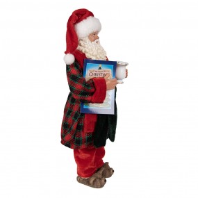 265222 Figurine Santa Claus 28 cm Red Textile on Plastic Christmas Figurine