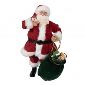 265224 Figurine Santa Claus 28 cm Red Textile on Plastic Christmas Figurine