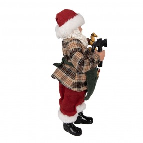 265225 Statuetta Babbo Natale  28 cm Verde Tessuto su plastica Statuetta di Natale