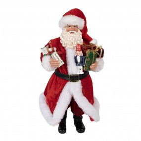 265226 Figurine Santa Claus 28 cm Red Textile on Plastic Christmas Figurine