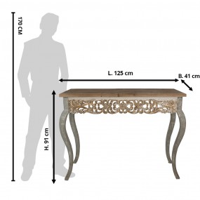 25H0649 Side Table 125x41x91 cm Brown Beige Wood Console Table