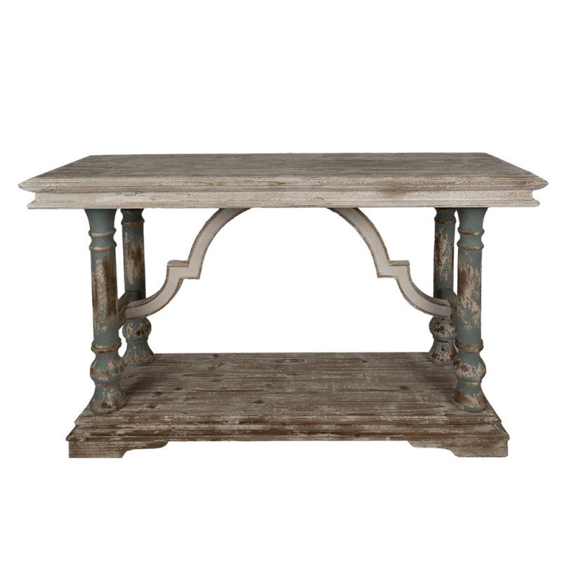5H0650 Side Table 140x51x87 cm Brown Beige Wood Console Table