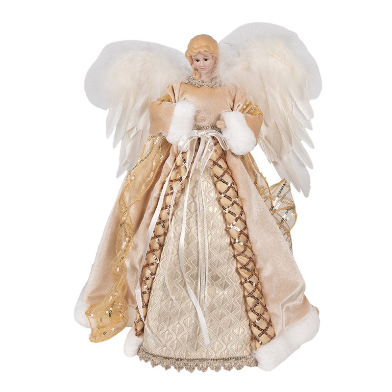 65217 Christmas Decoration Figurine Angel 41 cm Gold colored Textile on Plastic Christmas Decoration