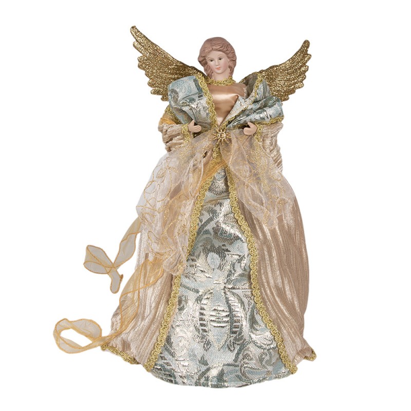 65218 Christmas Decoration Figurine Angel 43 cm Gold colored Textile on Plastic Christmas Tree Decorations