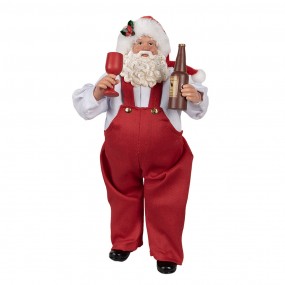 265228 Figurine Santa Claus 28 cm Red Textile on Plastic Christmas Figurine