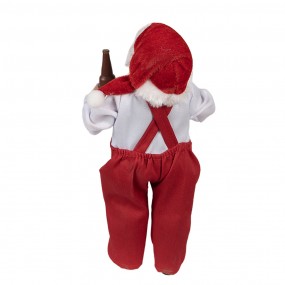 265228 Beeld Kerstman 28 cm Rood Textiel op kunststof Beeld Kerstmis