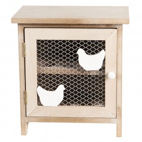 26H1823 Egg Cabinet 20x14x21 cm Brown Wood Metal Chickens Egg Holder