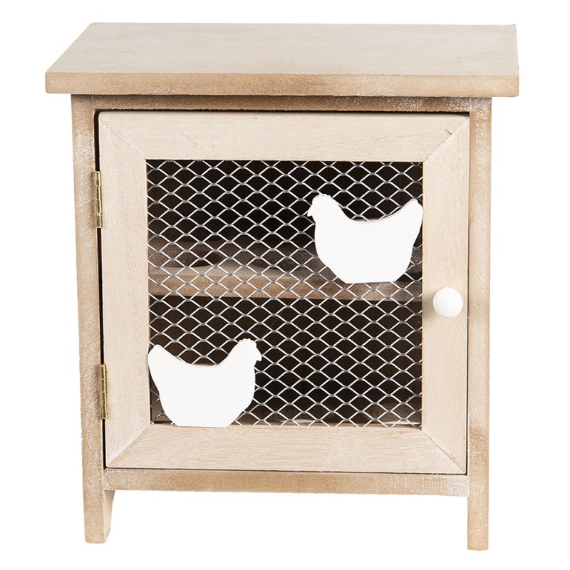 6H1823 Egg Cabinet 20x14x21 cm Brown Wood Metal Chickens Egg Holder