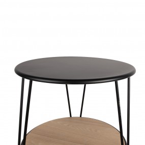 265113 Table d'appoint Ø 50x45 cm Noir Fer Bois Rond