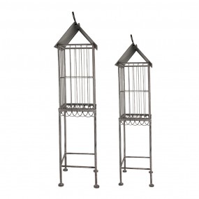 25Y1129 Bird Cage Decoration Set of 2  Grey Metal Indoor Bird Cage