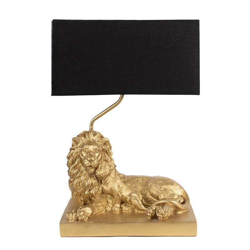 6LMC0064 Table Lamp Lion 32x22x44 cm  Gold colored Black Plastic Desk Lamp