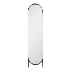 252S293 Spiegel  41x179 cm Goudkleurig Bruin Ijzer Hout Ovaal Staande spiegel