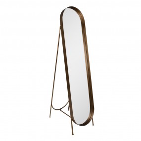 252S293 Mirror 41x179 cm Gold colored Brown Iron Wood Oval Mirror on base