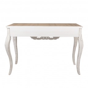 25H0657 Side Table 111x40x77 cm White Brown Wood Console Table