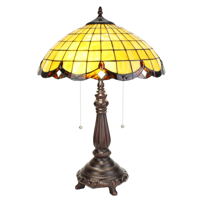5LL-6289 Lampada da tavolo Tiffany Ø 41x57 cm  Giallo Vetro Lampada da scrivania Tiffany