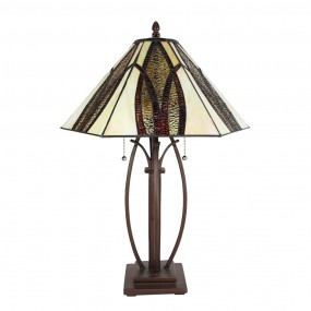 25LL-6290 Lampada da tavolo Tiffany Ø 45x61 cm  Beige Vetro Lampada da scrivania Tiffany