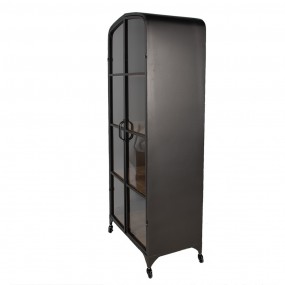25Y1150 Bookcase 70x38x158 cm Black Iron Glass Storage Cabinet
