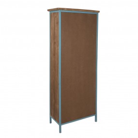 25Y1151 Locker Cabinet 60x33x160 cm Blue Brown Iron Glass Storage Cabinet