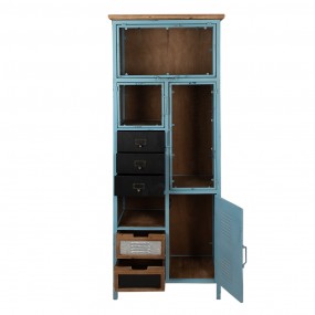 25Y1151 Locker Cabinet 60x33x160 cm Blue Brown Iron Glass Storage Cabinet