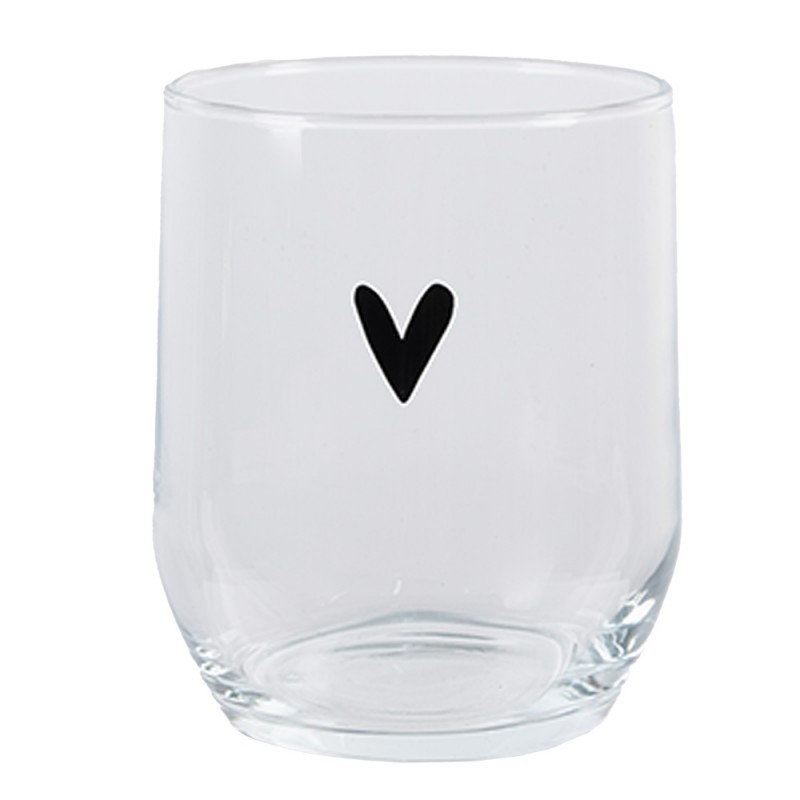 6GL4398 Water Glass Heart 300 ml Transparent Glass Drinking Cup