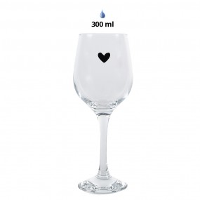 26GL4401 Wine Glass Heart 300 ml Transparent Glass Wine Goblet