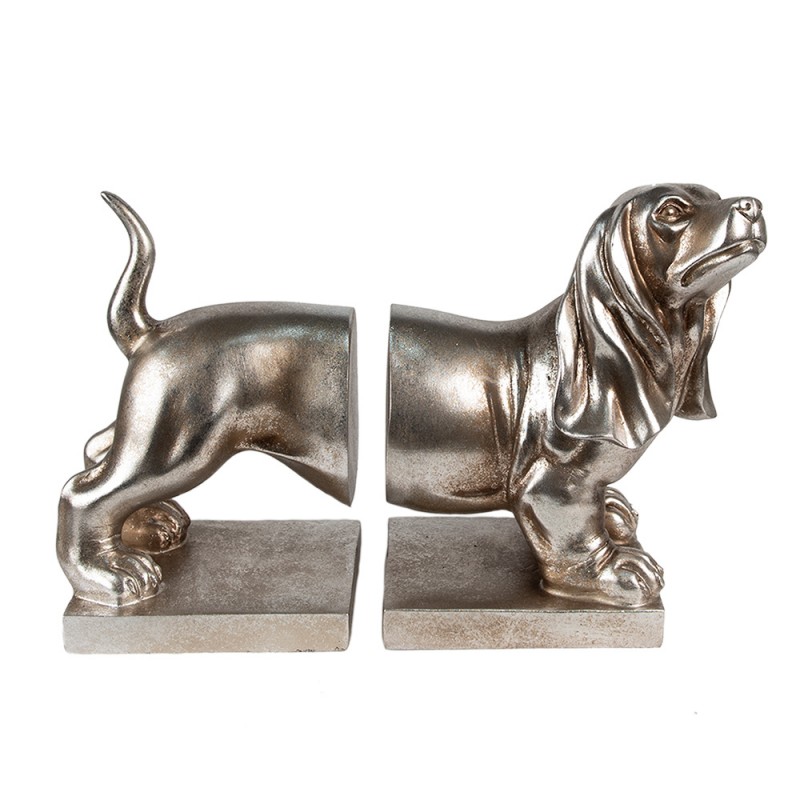 6PR3861 Bookends Set of 2 Dog Dachshund 36x12x19 cm Silver colored Plastic Book Holders
