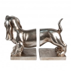 26PR3861 Bookends Set of 2 Dog Dachshund 36x12x19 cm Silver colored Plastic Book Holders