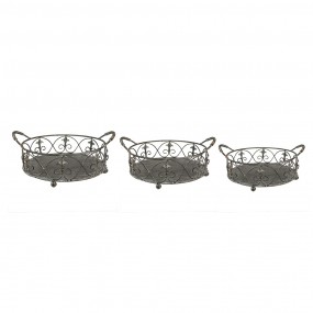 26Y4850 Storage Basket Set of 3 Grey Green Iron Plant Holder