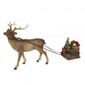 26PR3909 Figurine Deer 30x9x20 cm Brown Polyresin Christmas Decoration