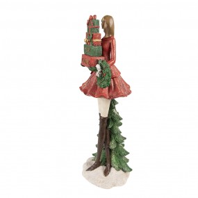 26PR3940 Figurine Girl 15x14x43 cm Red Polyresin Christmas Decoration
