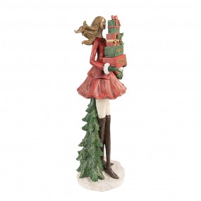 26PR3940 Figur Mädchen 15x14x43 cm Rot Polyresin Weihnachtsdekoration