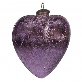 26GL4322 Boule de Noël Coeur 9 cm Violet Verre En forme de coeur Décorations d'arbre de Noël