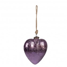 26GL4322 Boule de Noël Coeur 9 cm Violet Verre En forme de coeur Décorations d'arbre de Noël