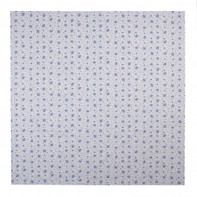 2BRB01 Tafelkleed  100x100 cm Wit Blauw Katoen Roosjes Vierkant
