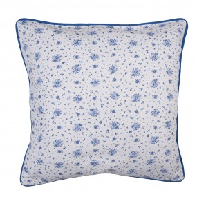 2BRB21 Cushion Cover 40x40 cm White Blue Cotton Roses Square
