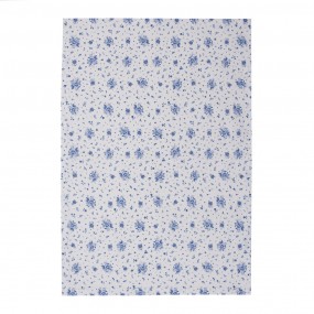 2BRB42 Tea Towel  50x70 cm White Blue Cotton Roses Rectangle Kitchen Towel