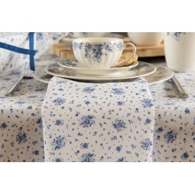 2BRB43 Napkins Cotton Set of 6 40x40 cm White Blue Roses Square