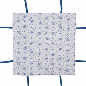 2BRB47 Brotkorb 35x35x8 cm Weiß Blau Baumwolle Rosen Quadrat