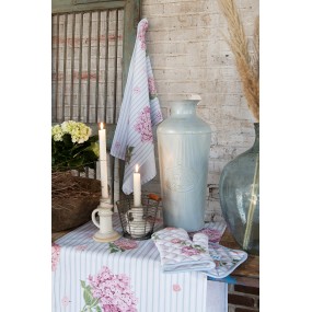 2VTG01 Tablecloth 100x100 cm Blue Pink Cotton Hydrangea Square