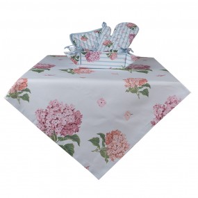 2VTG03 Tablecloth 130x180 cm Blue Pink Cotton Hydrangea Rectangle