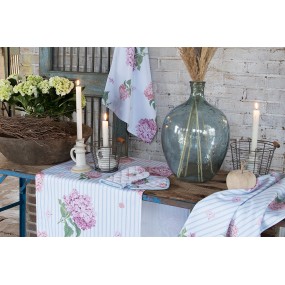 2VTG07 Tablecloth Ø 170 cm Blue Pink Cotton Hydrangea Round