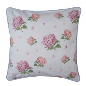 2VTG21 Cushion Cover 40x40 cm Blue Pink Cotton Hydrangea Decorative Cushion