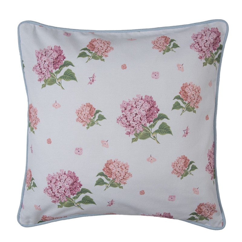 VTG21 Cushion Cover 40x40 cm Blue Pink Cotton Hydrangea Decorative Cushion