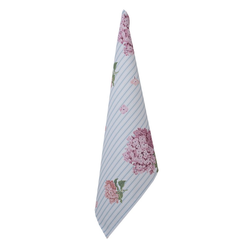 VTG42-1 Tea Towel  50x70 cm Blue Pink Cotton Hydrangea