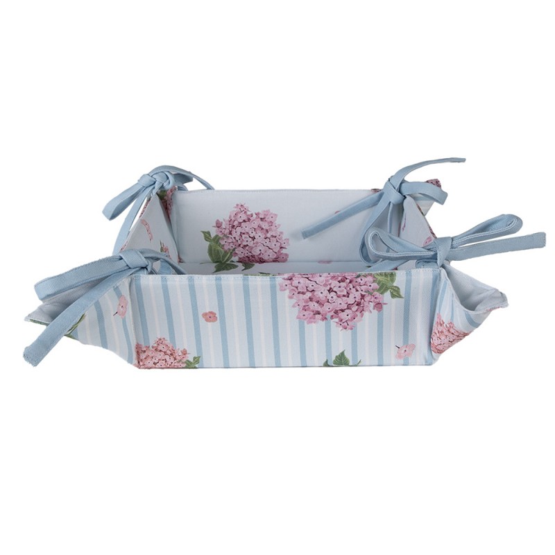 VTG47 Bread Basket 35x35x8 cm Blue Pink Cotton Hydrangea